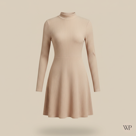 Elegant High-Neck A-Line Dress