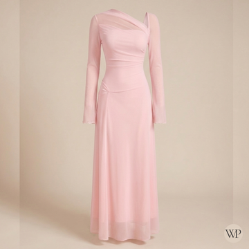 Tulle One-Shoulder Maxi Dress